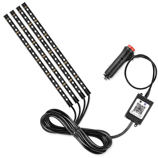 E9 72LED Car RGB Ambient Light Cigarette Lighter 12V Bluetooth APP Control Car Decoration Light Strip