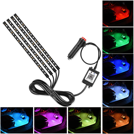 E9 72LED Car RGB Ambient Light Cigarette Lighter 12V Bluetooth APP Control Car Decoration Light Strip