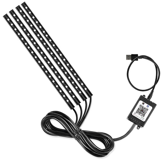 E9U72 RGB Car Ambient Light USB 5V Bluetooth APP Control 72LED Car Decoration Light Strip