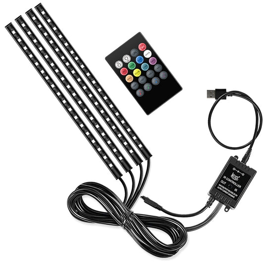 E7U72 USB 5V RGB Car Ambient Light 72 LED Voice Control Light Strip for Bedside, TV Background