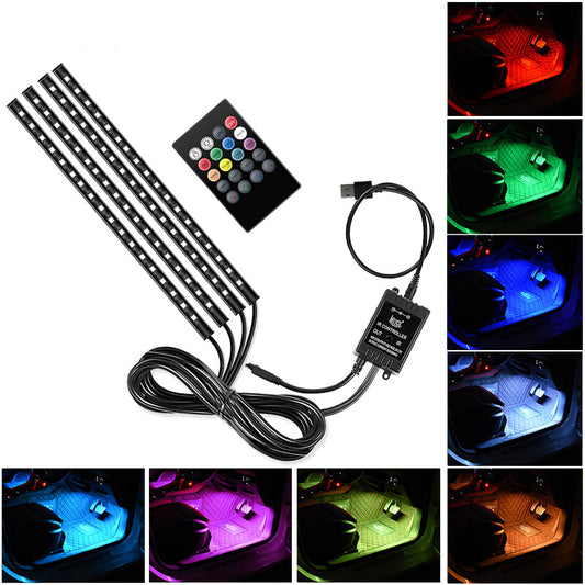 E7U72 USB 5V RGB Car Ambient Light 72 LED Voice Control Light Strip for Bedside, TV Background