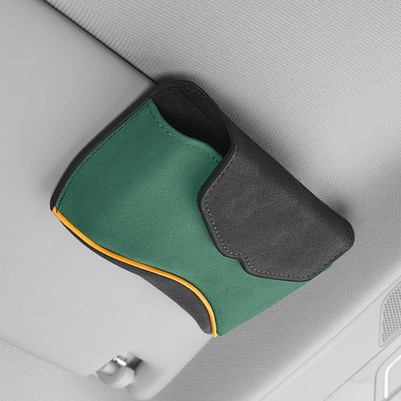 Universal Clip-on Sunglasses Case for Car Sunvisor Card Holder Glasses Storage Box