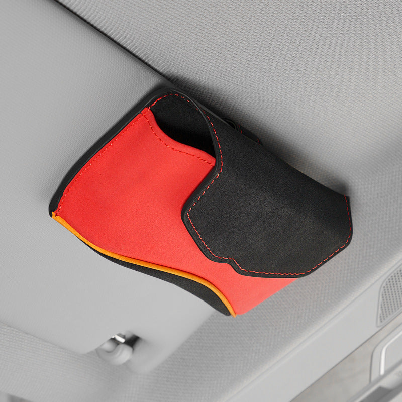 Universal Clip-on Sunglasses Case for Car Sunvisor Card Holder Glasses Storage Box