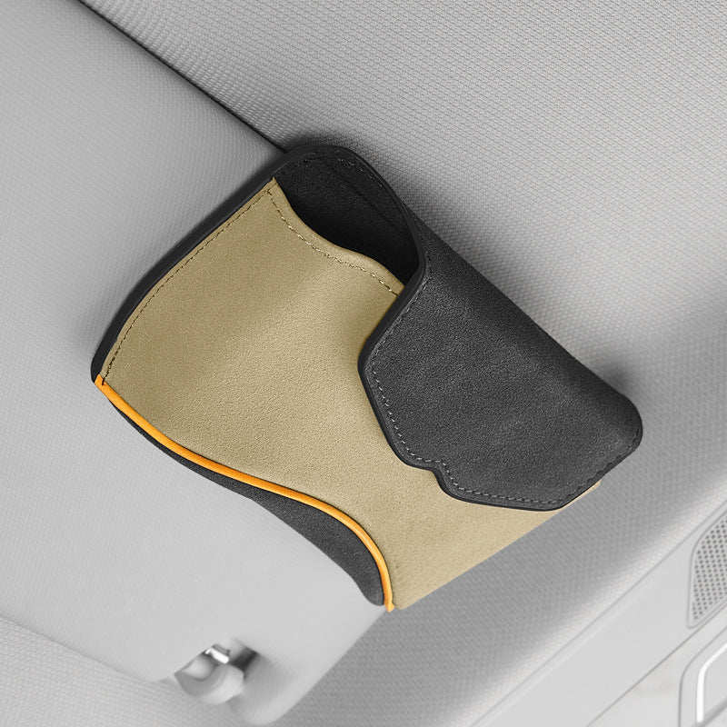 Universal Clip-on Sunglasses Case for Car Sunvisor Card Holder Glasses Storage Box
