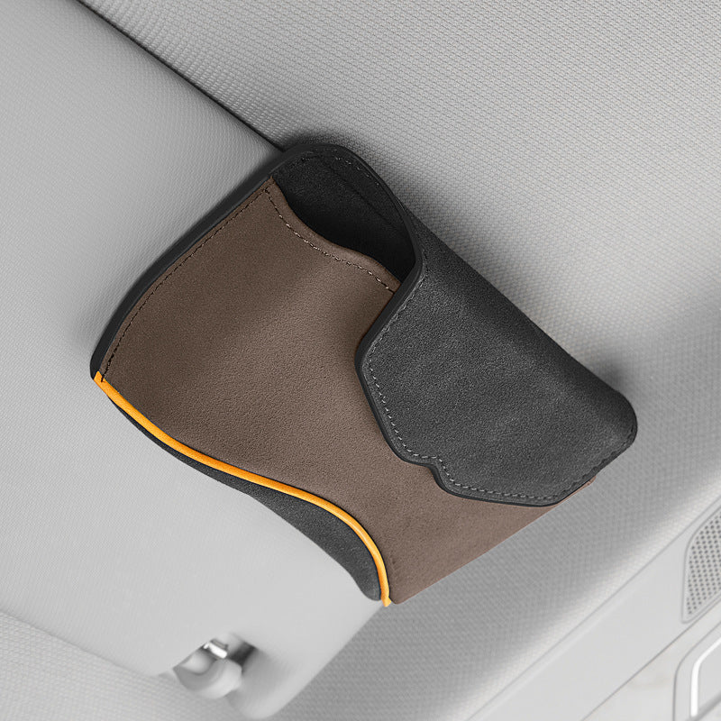 Universal Clip-on Sunglasses Case for Car Sunvisor Card Holder Glasses Storage Box