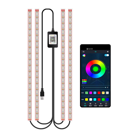 M1U72 72 LED Beads Colorful Ambient Lights Car Interior Lights SUV Footwell Bluetooth APP Controlled Lamps