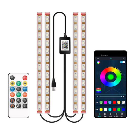 M2U48 SUV Footwell Colorful Ambient Lights 48 LED Beads Lamps Car Interior Lights Bluetooth APP Remote Controll Design
