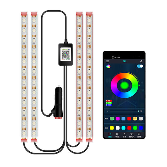 M148 Bluetooth APP Controll Car Cigarette Lighter Socket Lights Car Footwell 48 LED Beads Lamps SUV Interior Lights