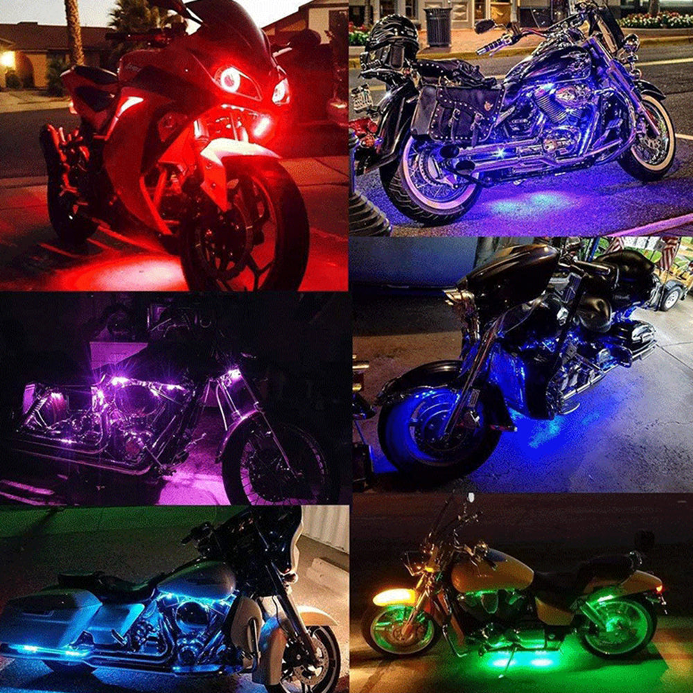 MT10 10-in-1 Silicone Light Strip Bluetooth APP Control Warning Light Motorcycle Chassis Atmosphere Light