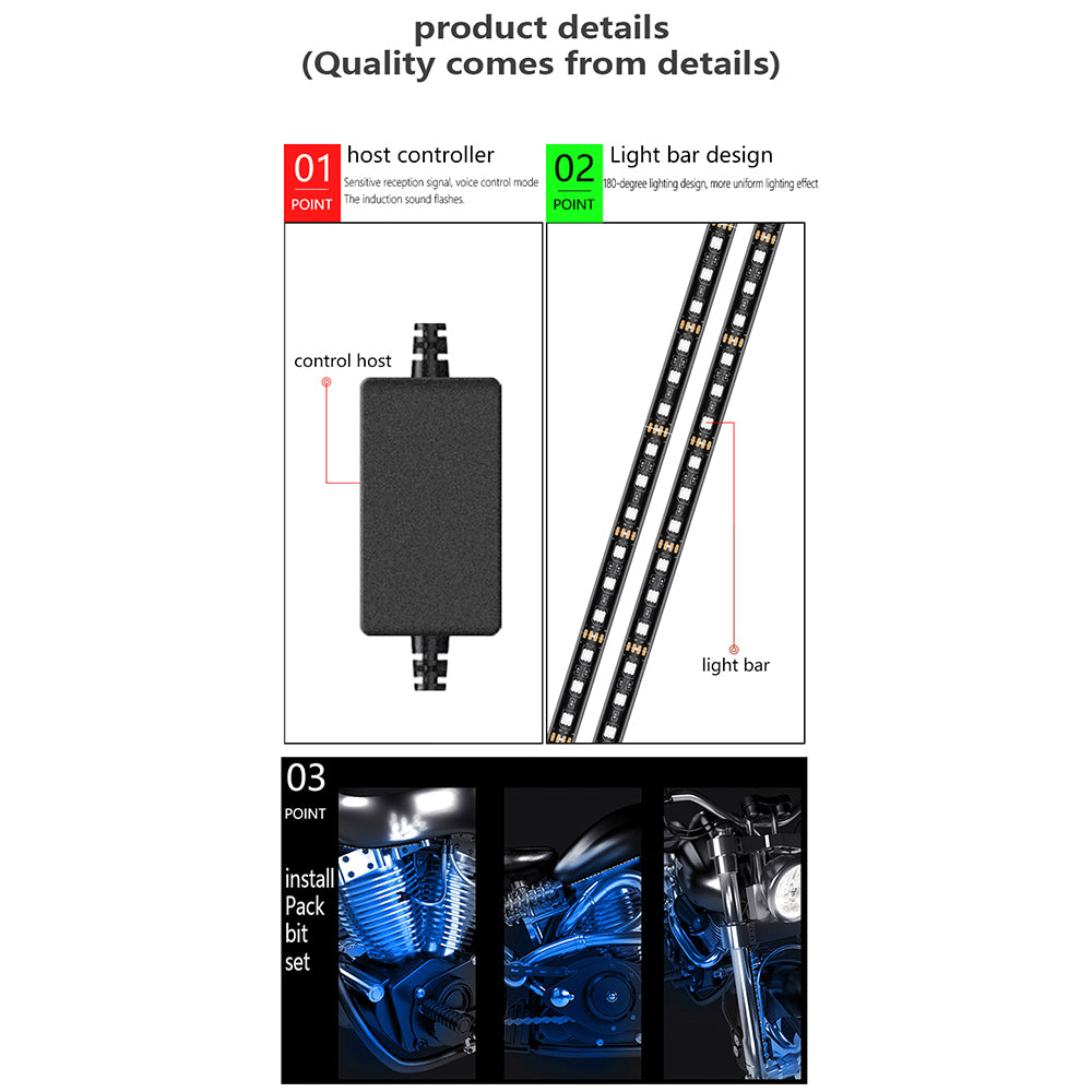MT12 12-in-1 Motorbike Silicone Light Strip Bluetooth APP Control Motorcycle Decorative Atmosphere Light