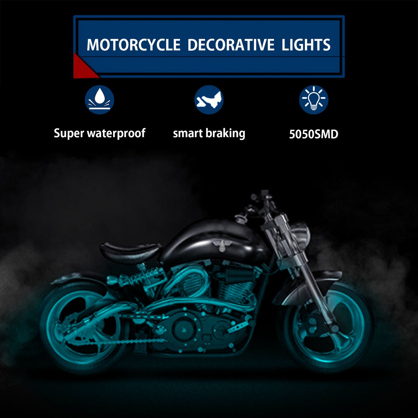 MT12 12-in-1 Motorbike Silicone Light Strip Bluetooth APP Control Motorcycle Decorative Atmosphere Light