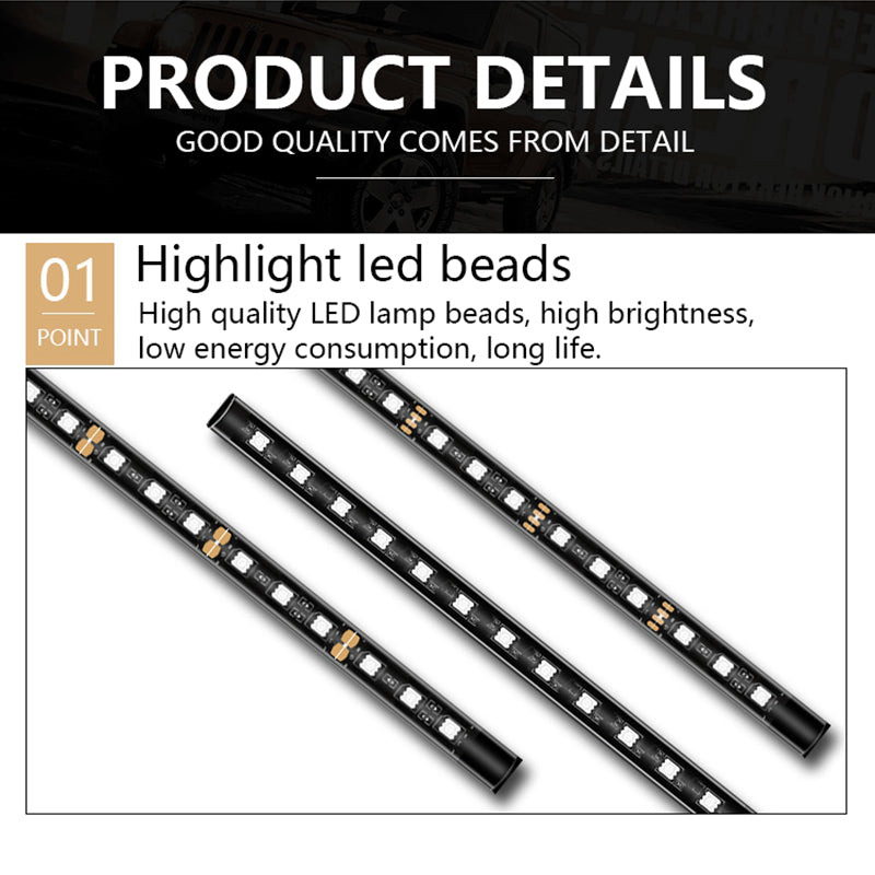 E2U USB 12V Monochrome Car Ambient Light Waterproof 48 LED Light Strip for Car Internal Decoration
