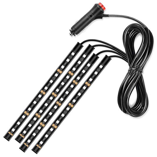 E2 Cigarette Lighter 12V Car Ambient Light Bar Monochrome 48 LED Light Strip for Car Internal Decoration