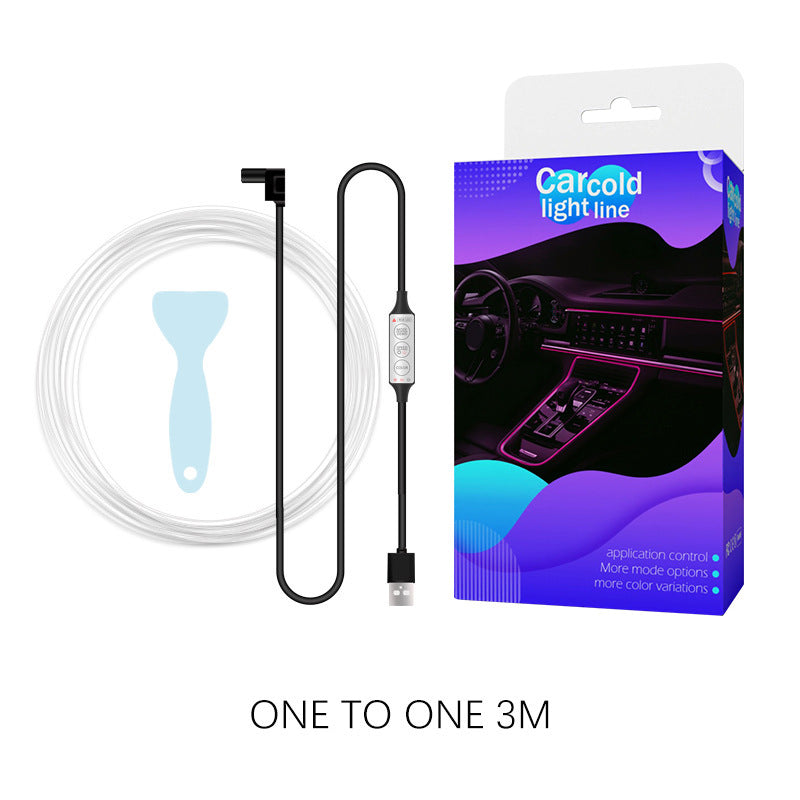 H3U 3m Car Interior LED Atmosphere Light Strip Flexible Cold Light USB Wire Control Decorative Neon Lamp