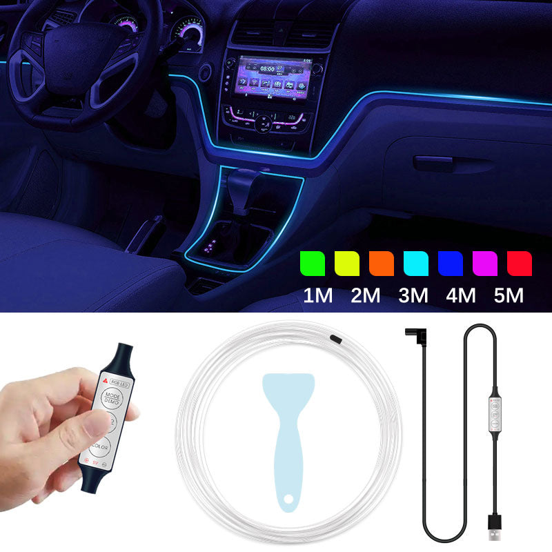 H3U 3m Car Interior LED Atmosphere Light Strip Flexible Cold Light USB Wire Control Decorative Neon Lamp