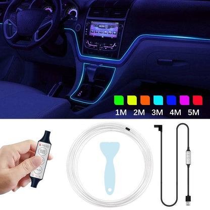 H4U 4m Car Interior Atmosphere RGB LED Flexible Light Strip USB Wire Control Decorative Cold Light Strip