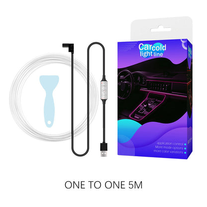 H5U 5m Car Interior Ambient RGB LED DIY Flexible Light Strip USB Wire Control Decorative Cold Light Strip
