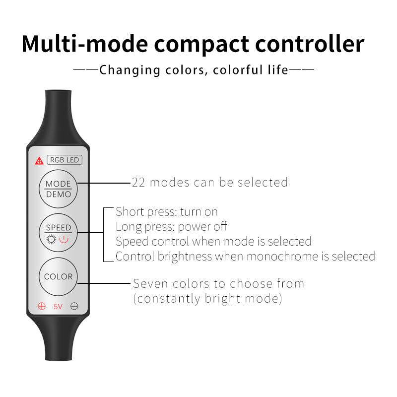 H1U 1m Car Interior Decorative RGB LED Flexible Light Strip USB Wire Control Cold Light Strip