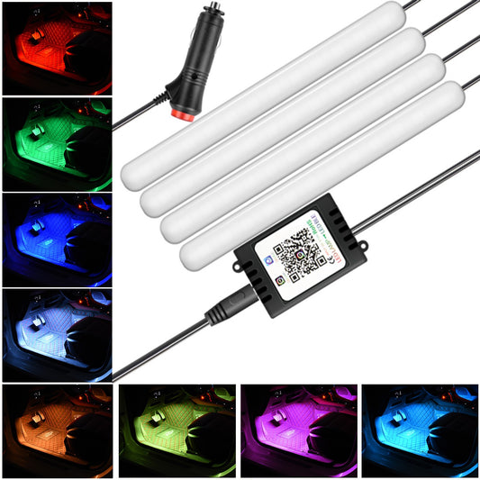 F11 Cigarette Lighter 12V Car RGB Ambient Light APP Control 48 LED Light Bar Strip with 2 Music Control Modes