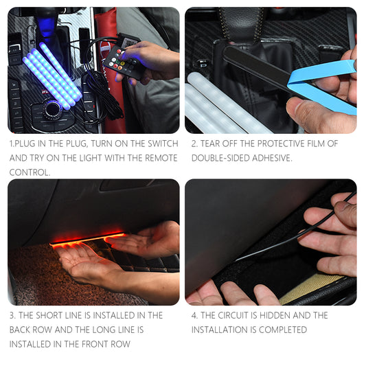 F11 Cigarette Lighter 12V Car RGB Ambient Light APP Control 48 LED Light Bar Strip with 2 Music Control Modes