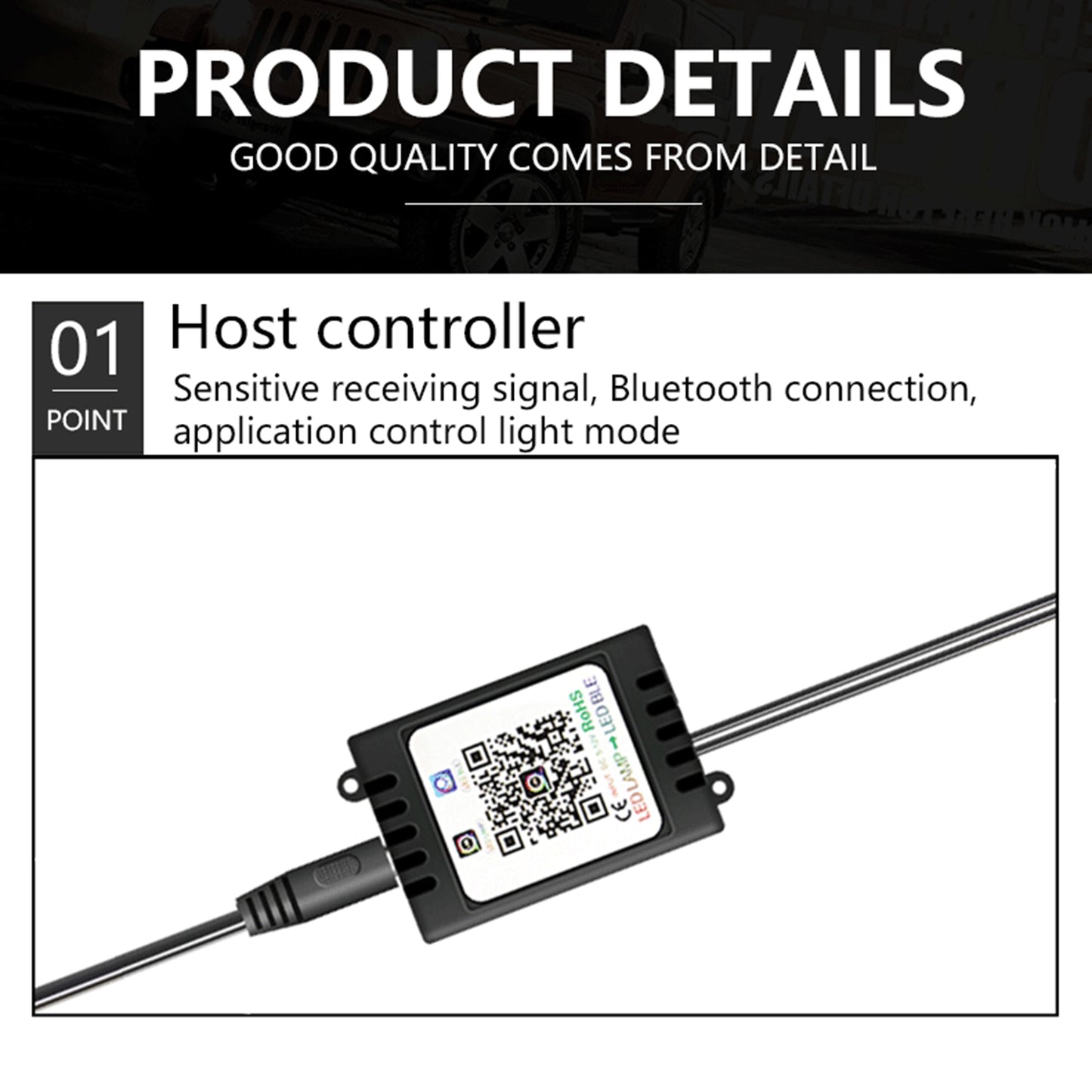 F11 Cigarette Lighter 12V Car RGB Ambient Light APP Control 48 LED Light Bar Strip with 2 Music Control Modes
