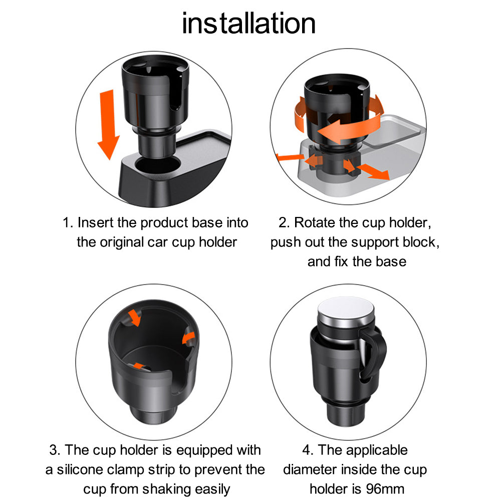 SD-1039 Plastic Car Cup Holder Expander Adapter with Adjustable Base for Drinks Mugs Bottles