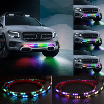 A15 150cm 5050 LED RGB Daytime Running Light Strip Car Front Bumper Grille Bluetooth APP Control Warning Light