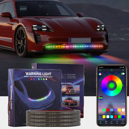 A15 150cm 5050 LED RGB Daytime Running Light Strip Car Front Bumper Grille Bluetooth APP Control Warning Light