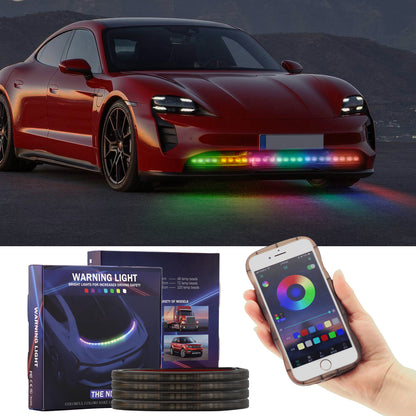 AR06 60cm Waterproof Car Front Bumper Grille 5050 LED DRL Light Strip Bluetooth RGB Warning Light with Remote Control