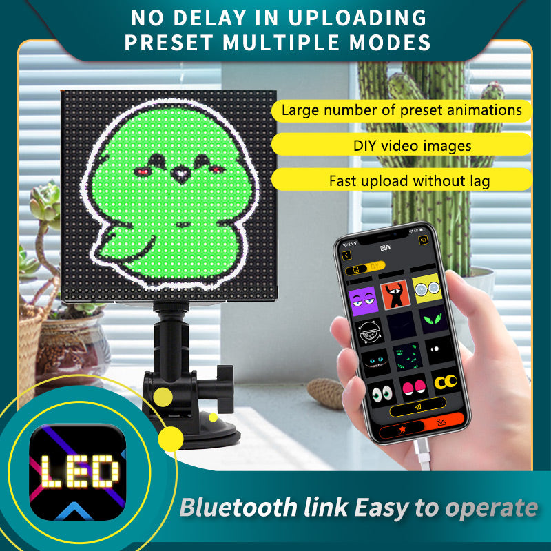 P32L Car Back Window LED Display Light 32x32LED Smartphone App Control LED Car Sign Screen for Home Decor