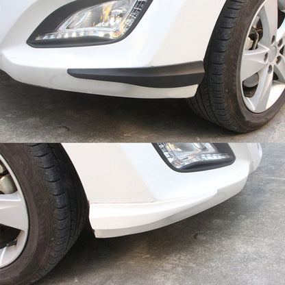 1 Pair Carbon Fiber Texture Car Front Bumper Protectors Anti-Collision Adhesive Silicone Strips, Size L