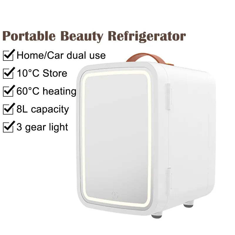Car Refrigerator 8L Mini Dual Purpose Cooler Warmer Fridge AC / DC Small Refrigerator for Home Car Food Makeup
