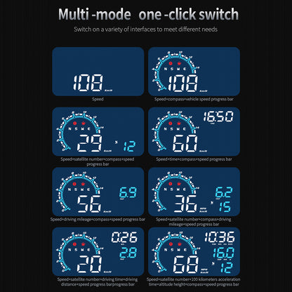 G11 Universal GPS HUD Head Up Display Speed Instrument with Overspeed Alarm for Oil Fuel Electric Hybrid Vehicle