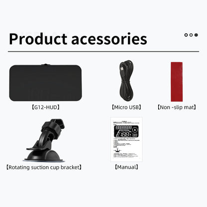G12 HUD GPS Digital Car Speedometer Windshield Suction Cup Mount Head-Up Display