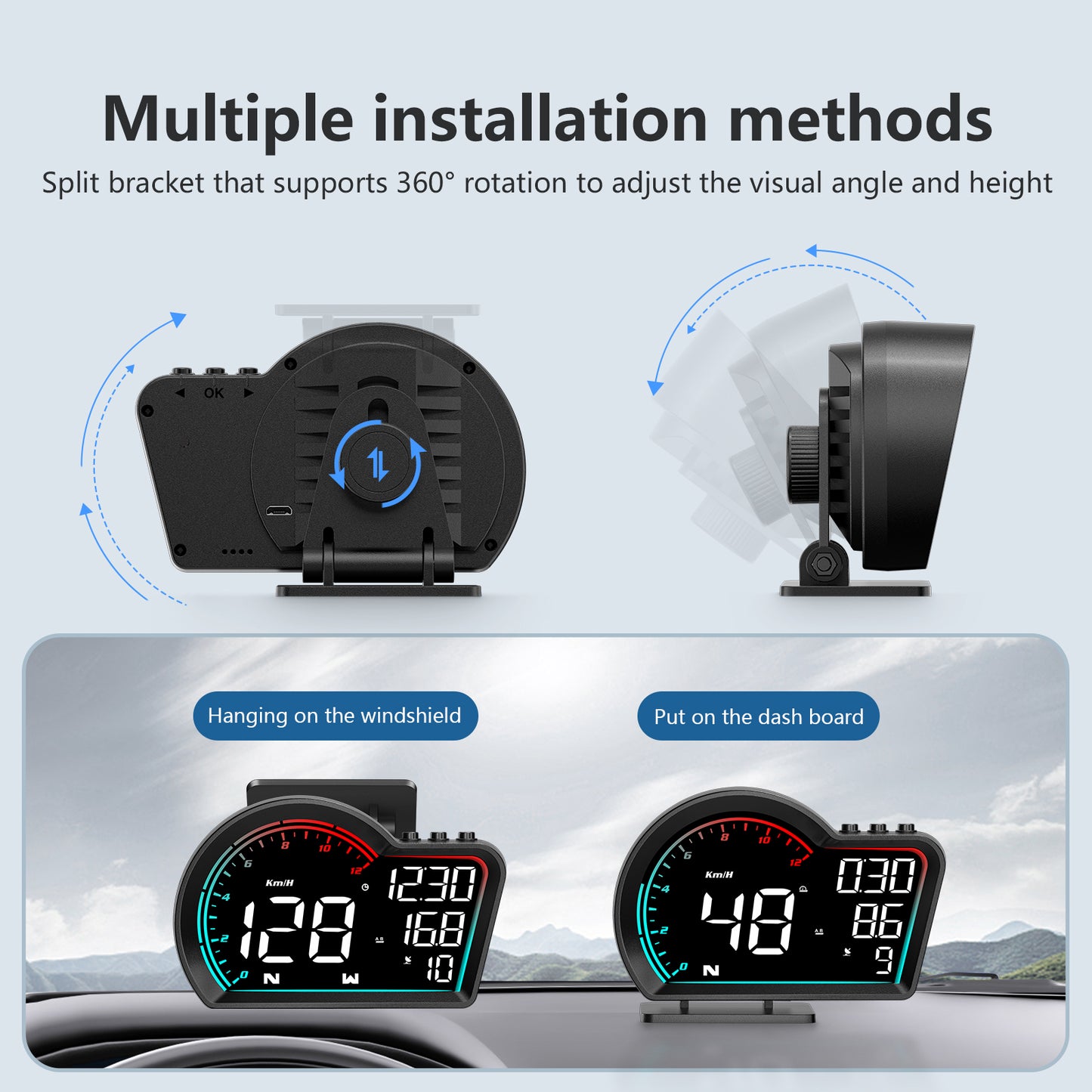 G16 Head Up Display Auto Speedometer Digital Odometer Alarm Reminder GPS HUD Gauge