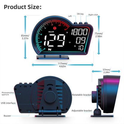 G16 Head Up Display Auto Speedometer Digital Odometer Alarm Reminder GPS HUD Gauge