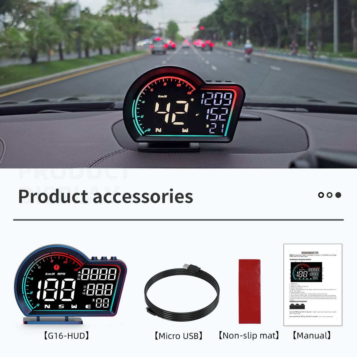 G16 Head Up Display Auto Speedometer Digital Odometer Alarm Reminder GPS HUD Gauge
