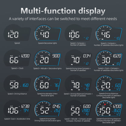 G16 Head Up Display Auto Speedometer Digital Odometer Alarm Reminder GPS HUD Gauge