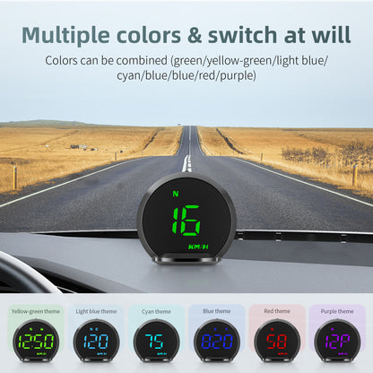 G13 Universal Head Up Display Car HUD 7-Color Digital Speedometer Alarm Reminder GPS System