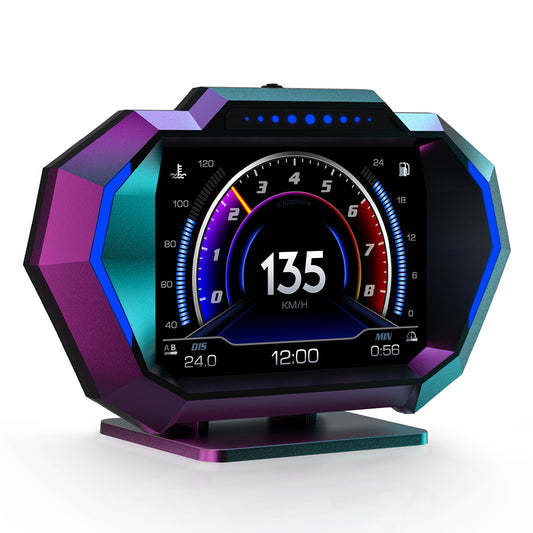 P24 Car Head Up Display OBD + GPS HUD On Board Computer Digital Speedometer with Ambient Light