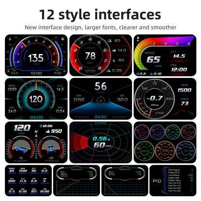 P24 Car Head Up Display OBD + GPS HUD On Board Computer Digital Speedometer with Ambient Light