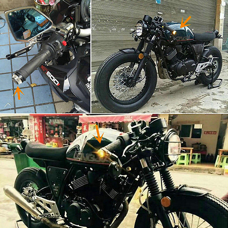 K06 1 Pair Motorcycle Handlebar End Lights Motorcycle Turn Signal Light Grip Bar Plugs