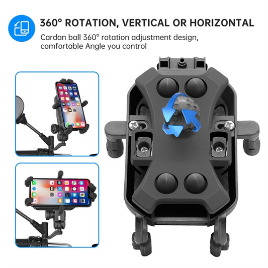 360 Degree Rotation Motorcycle Rearview Mirror Mount Mobile Phone Holder with Anti-theft Knob