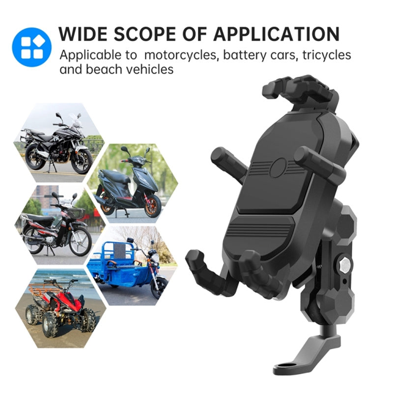 360 Degree Rotation Motorcycle Rearview Mirror Mount Mobile Phone Holder with Anti-theft Knob