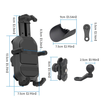 360 Degree Rotation Motorcycle Rearview Mirror Mount Mobile Phone Holder with Anti-theft Knob