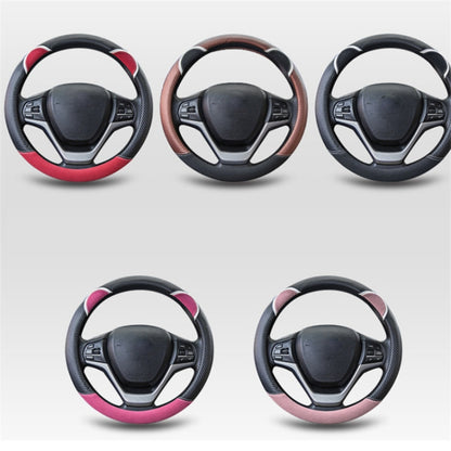 38cm Round Cute Rabbit Women Car Steering Wheel Cover Artificial Leather Anti-skid Steering Wheel Sleeve