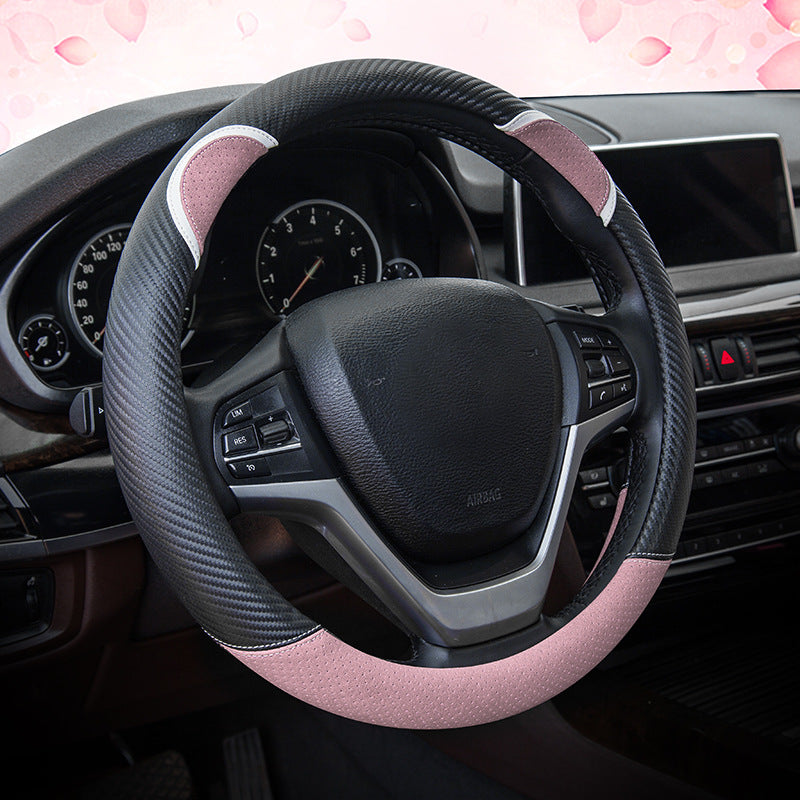 38cm Round Cute Rabbit Women Car Steering Wheel Cover Artificial Leather Anti-skid Steering Wheel Sleeve