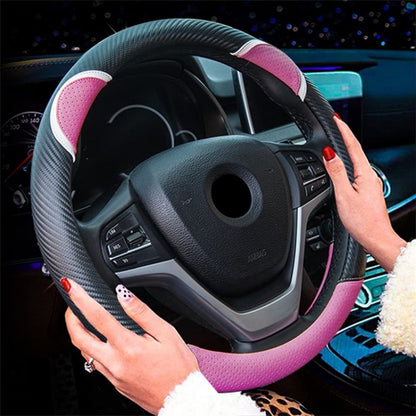 38cm Round Cute Rabbit Women Car Steering Wheel Cover Artificial Leather Anti-skid Steering Wheel Sleeve