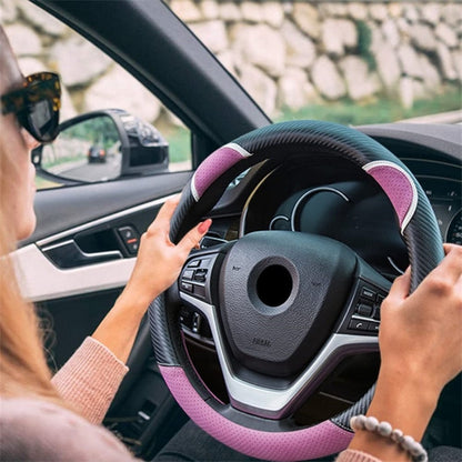 38cm Round Cute Rabbit Women Car Steering Wheel Cover Artificial Leather Anti-skid Steering Wheel Sleeve