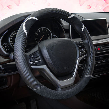 38cm Round Cute Rabbit Women Car Steering Wheel Cover Artificial Leather Anti-skid Steering Wheel Sleeve